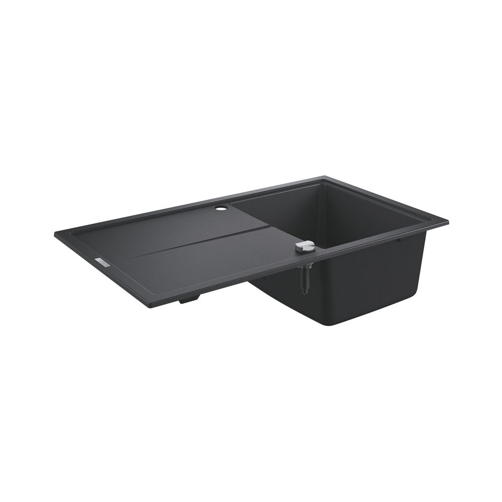 Évier composite Grohe K400, 1 bac, 860x500mm, avec égouttoir à droite ou à gauche, Granit Noir, 31640AP0