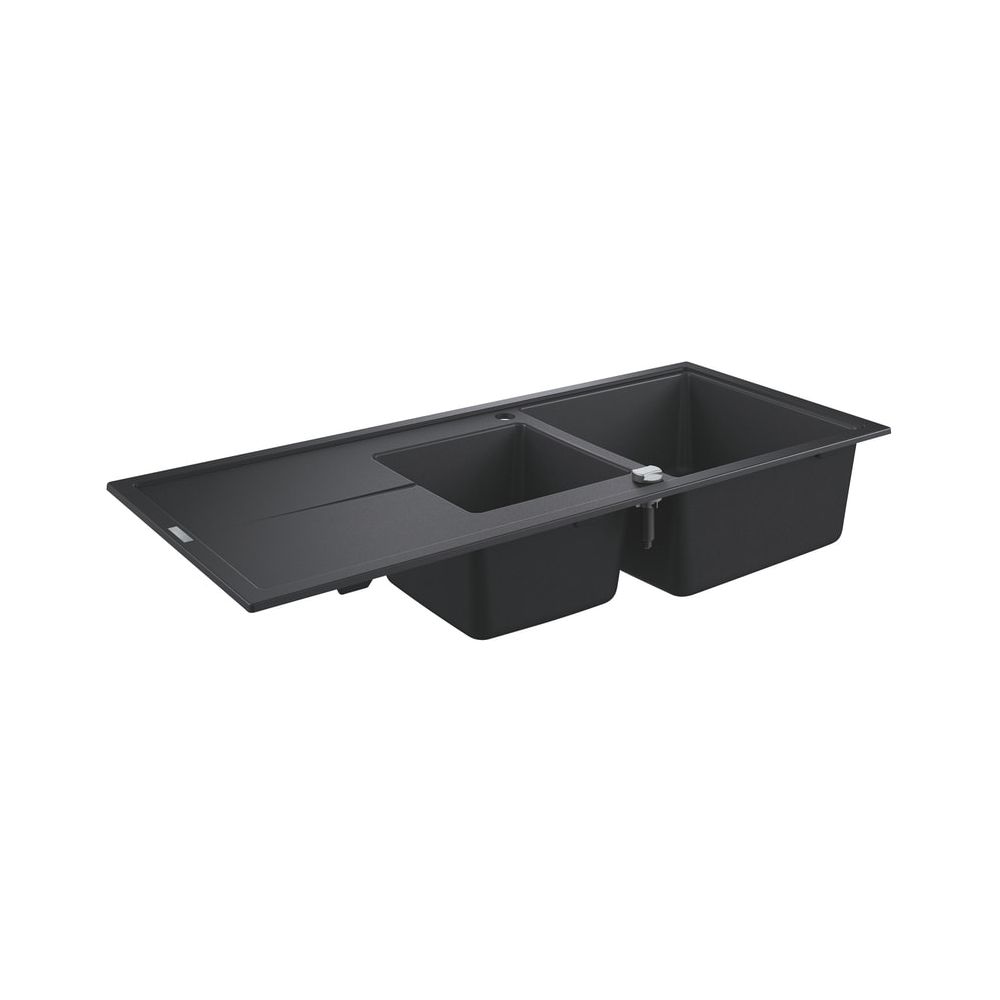 Évier composite Grohe K400, 2 bacs, 1160x500mm, avec égouttoir à droite ou à gauche, Granit Noir, 31643AP0