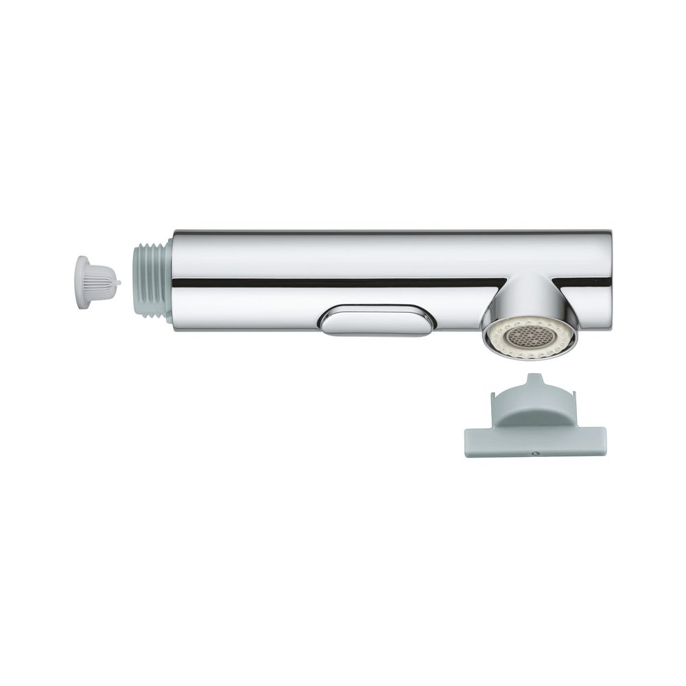 Pommeau de douchette Grohe pour robinetterie de lavabo à bec unique, pommeau extractible à 2 modes de jet, Chrome, 48474000