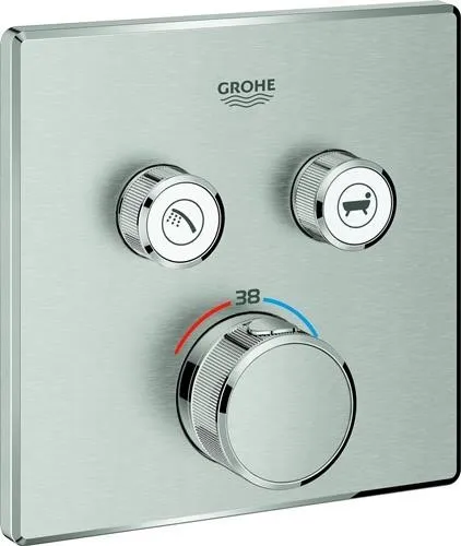 Grohe Thermostat Grohtherm SmartControl 29124 eckig FMS 2 ASV supersteel