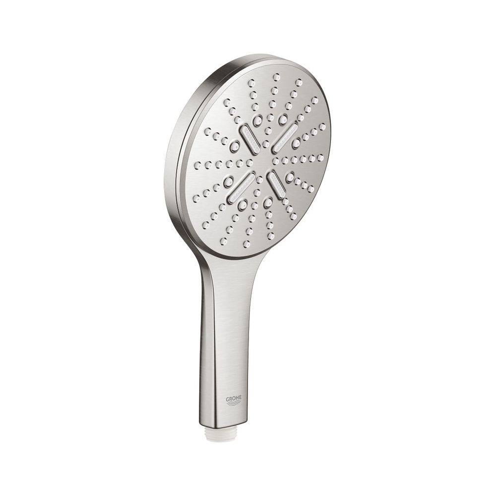 Pommeau de douche Rainshower SmartActive 130 GROHE, 3 modes de jet, débit max. 8,5 l/min, Supersteel, 26574DC0