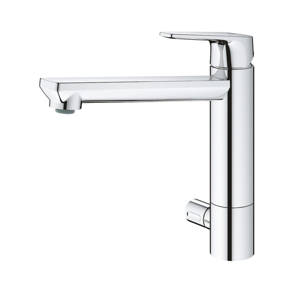 Robinetterie de lavabo BauEdge Grohe, montage à un trou, commande à une main avec pré-fermeture, chromé, 31696000
