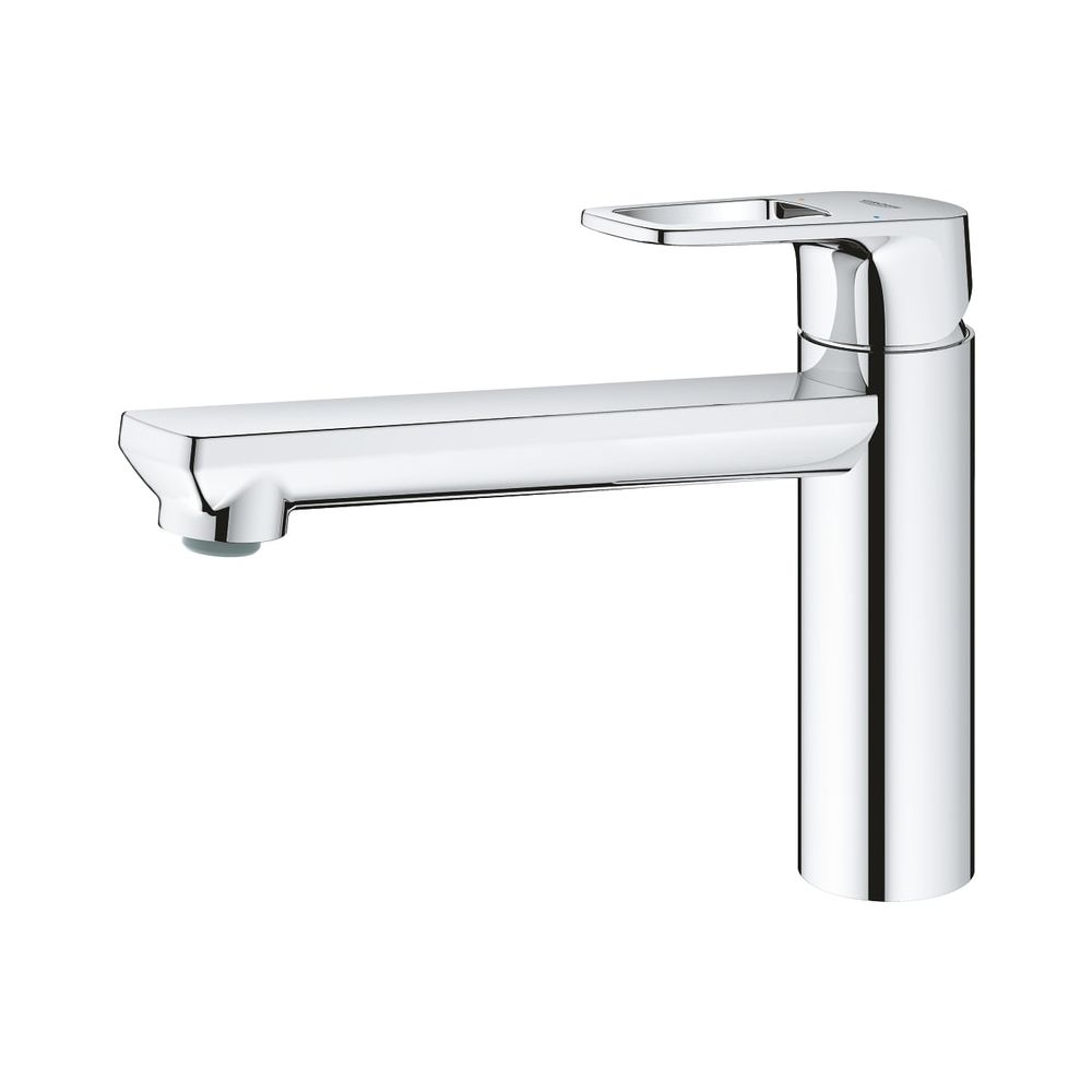 Robinet de cuisine Grohe BauLoop à bec fixe, montage à trou unique, bec moyen, chromé, référence 31706000