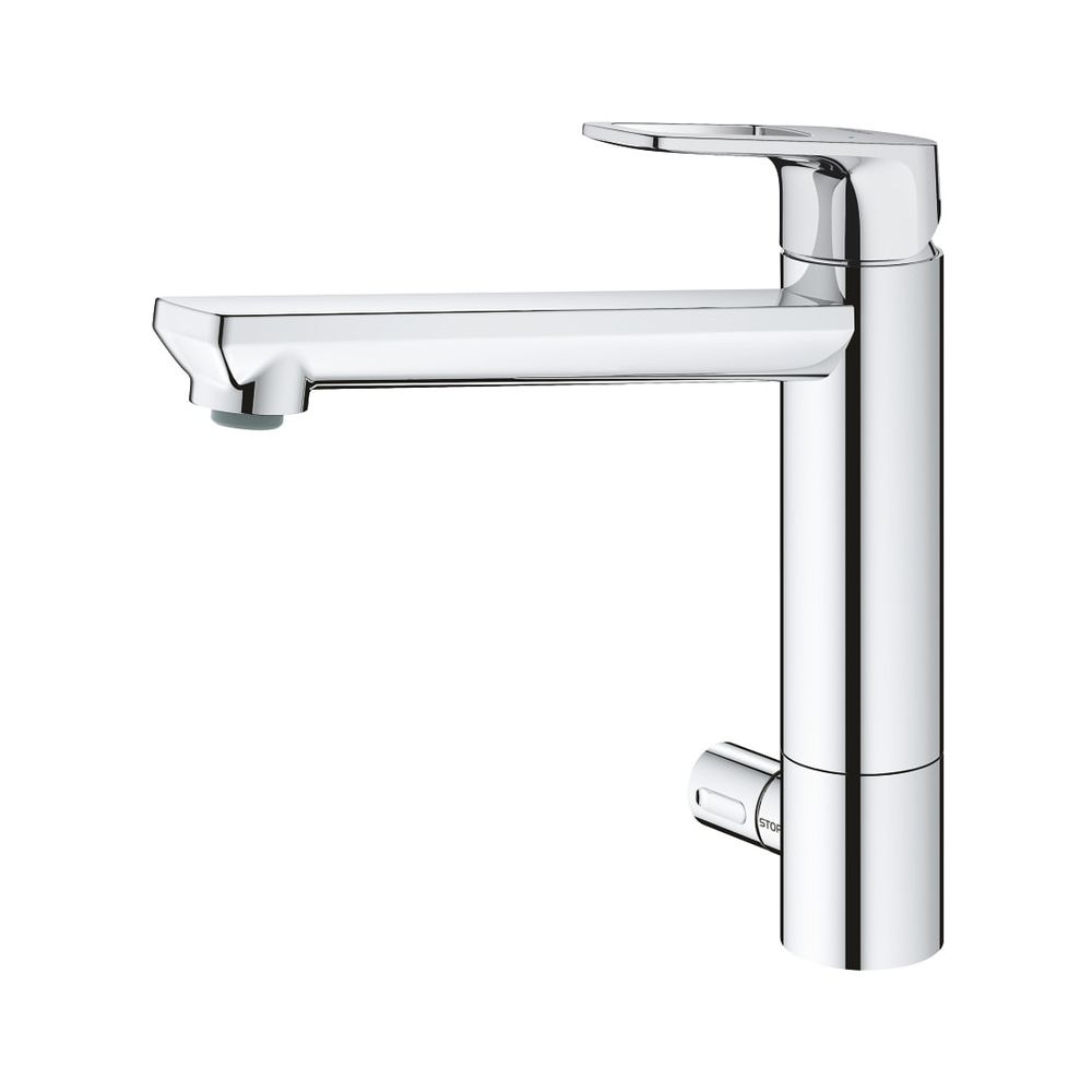 Mitigeur de lavabo BauLoop Grohe, commande à une main, montage à un trou, bec moyen, pré-fermeture intégrée, chromé, 31713000
