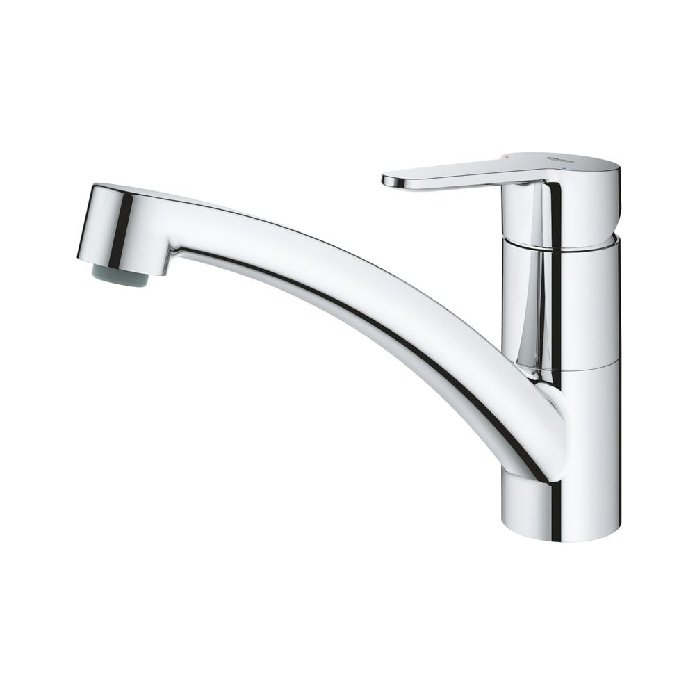 Robinetterie de lavabo BauEdge Grohe, montage à un trou, commande à une main, bec moyen, pivotement à 140°, chromé, 31680000