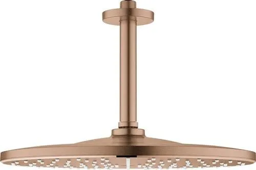 Grohe Rainshower Mono 310 Set de pommeau de douche plafond, sortie plafond 142 mm, 1 mode de jet, EcoJoy, débit max. 7,5 l/min, Warm Sunset brossé