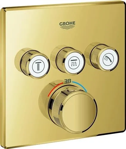 Grohe Thermostats Grohtherm SmartControl 29126 carré FMS 3 vannes d'arrêt cool sunrise