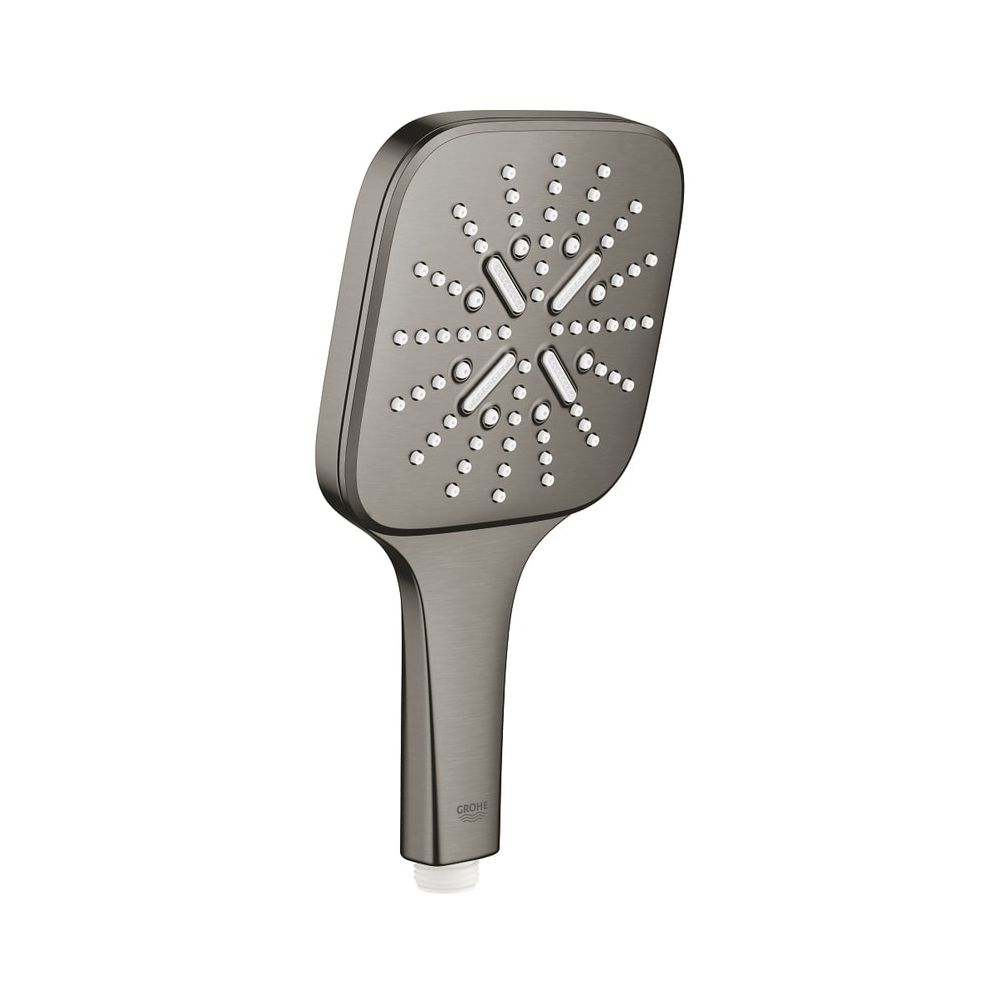 Pommeau de douche Grohe Rainshower SmartActive 130 Cube, 3 modes, 8,5 l/min à 3 bar, graphite brossé, réf. 26582AL0