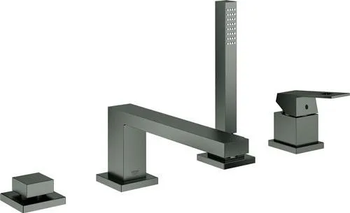 Combinaison mitigeur monocommande 4 trous pour baignoire Grohe Eurocube 19897_1 graphite dur brossé