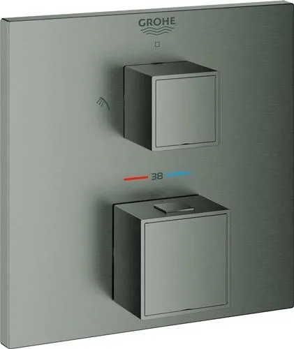 Mitigeur thermostatique Grohe Grohtherm Cube 24154 FMS pour 35604 avec commutation 2 voies intégrée, hard graphite brossé