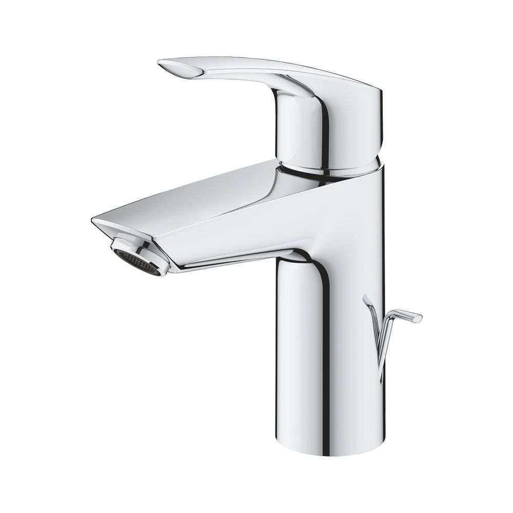 Robinetterie de lavabo Grohe Eurosmart, taille S, avec limiteur de température, garniture à tige de traction, fonction éco-énergie, finition chromée