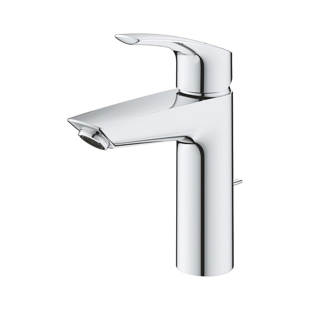 Robinetterie Grohe Eurosmart pour lavabo, montage 1 trou, taille M, limiteur de température, garniture à tige de traction, chromé, 23322003