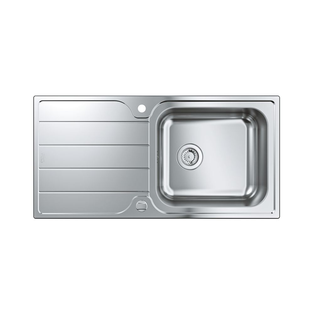 Évier en acier inoxydable Grohe K500 avec égouttoir, 1000x500mm, 1 bac 450x400x180mm, pose en saillie ou encastrée, 31563SD1