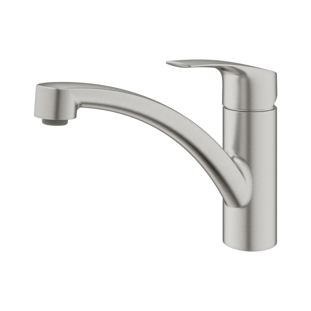 Robinet de cuisine Grohe Eurosmart monocommande, montage 1 trou, bec plat, bec pivotant, Supersteel, 33281DC3