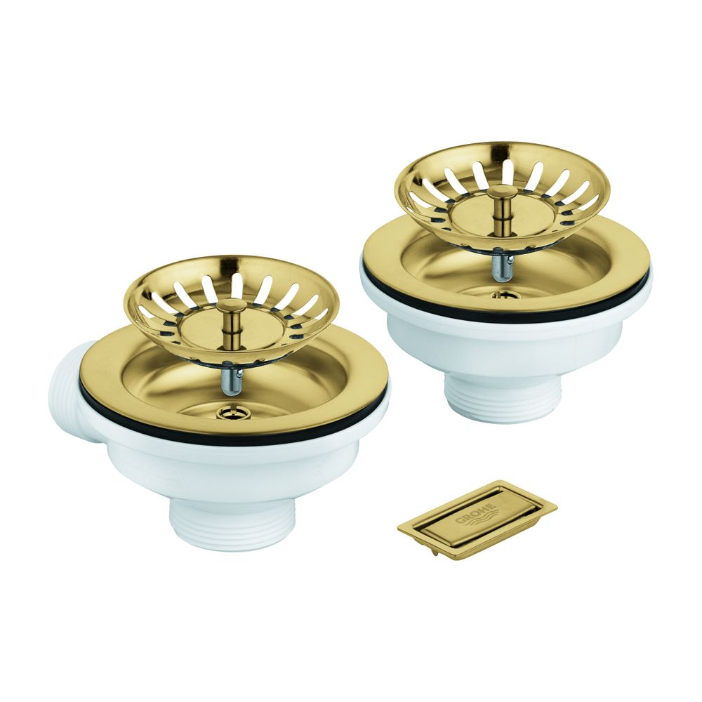 Garniture d'évacuation GROHE sans excentrique pour évier de cuisine à 1 bac, avec élément de recouvrement, finition Cool Sunrise brossé, référence 40997GN0