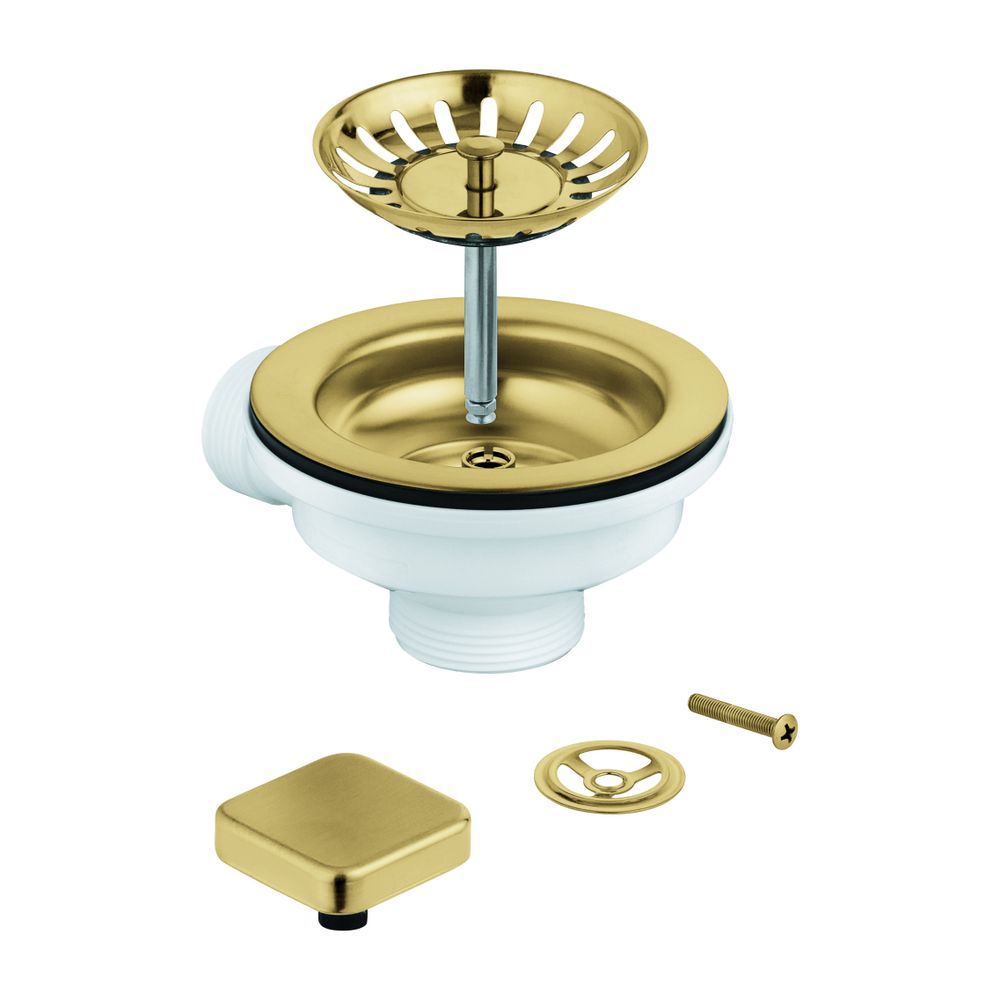 Garniture d'évacuation excentrique Grohe pour évier de cuisine, 1 bac, filtre, cache, Cool Sunrise brossé, 40400GN0
