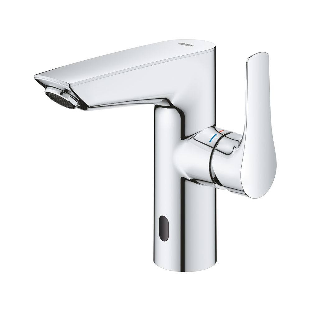 Robinetterie de lavabo Grohe Eurosmart, monocommande, taille M, hybride 2-en-1, corps lisse, garniture Push-Open, chromé, référence 23975003