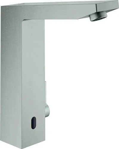Robinetterie de lavabo Grohe Eurocube à électronique infrarouge, DN 15, avec batterie lithium 6V type CR-P2, Supersteel, 36441DC0