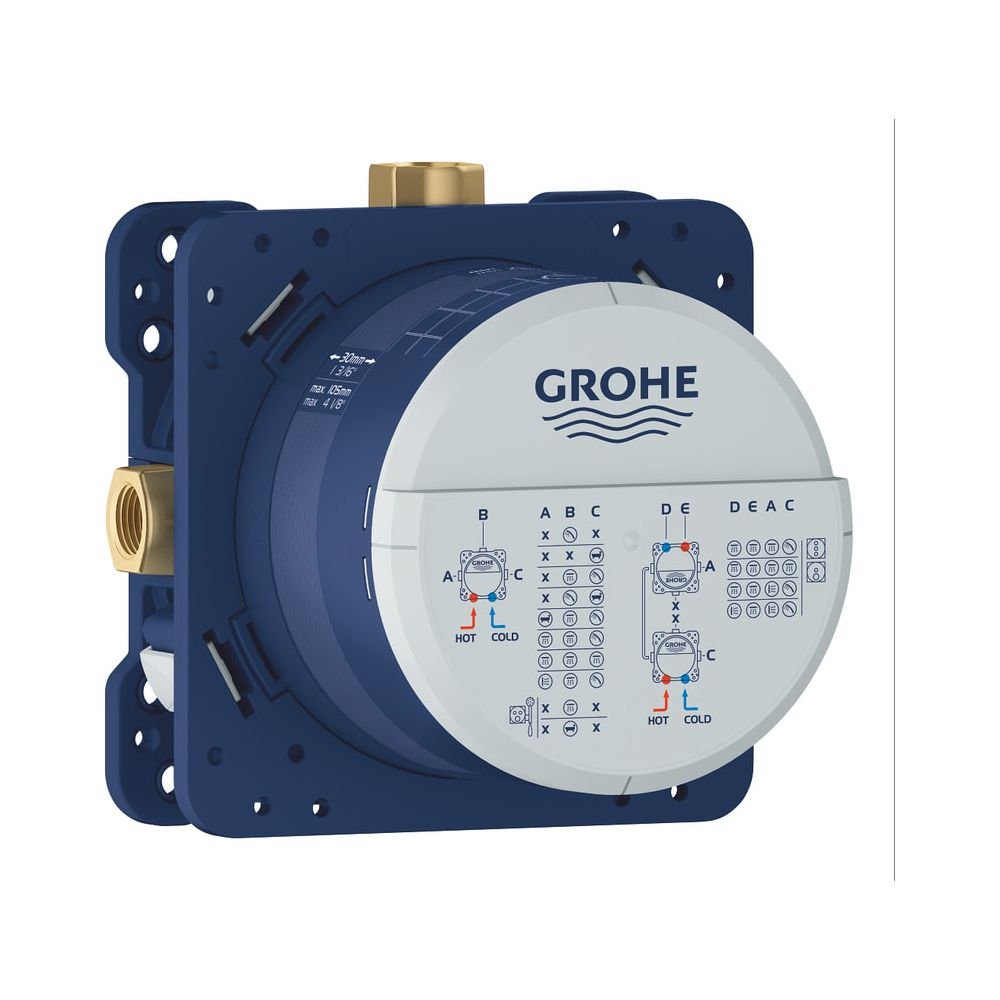 Corps encastré Grohe Rapido SmartBox universel DN 15, montage humide et sec, 3 sorties 1/2", profondeur d'encastrement 75-105 mm