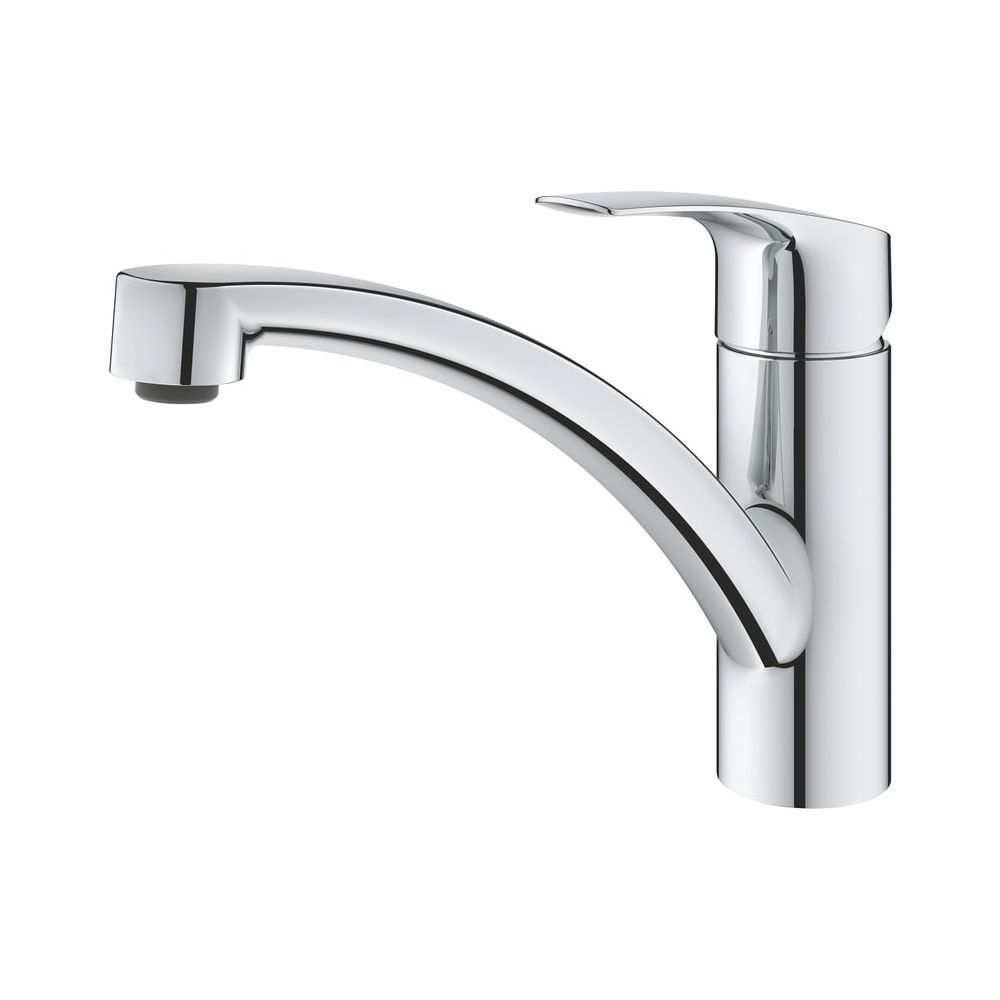 Robinet de cuisine Grohe Eurosmart monotrou monocommande, bec plat, bec coulé pivotant, certifié Cradle to Cradle Gold/chromé