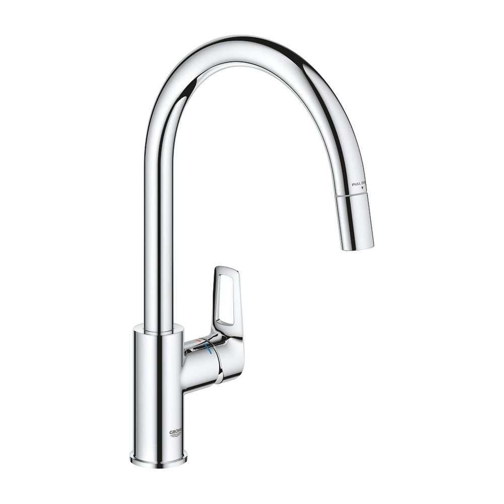 Robinetterie de lavabo BauLoop Grohe, bec haut, douchette escamotable laminaire, chromé, 30543000