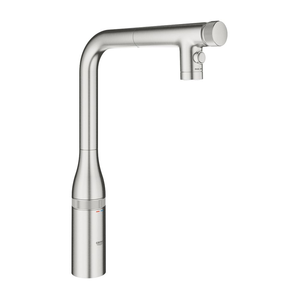 Robinetterie de cuisine Grohe Essence SmartControl, montage à trou unique, pommeau extensible à double jet, Supersteel, 31892DC0