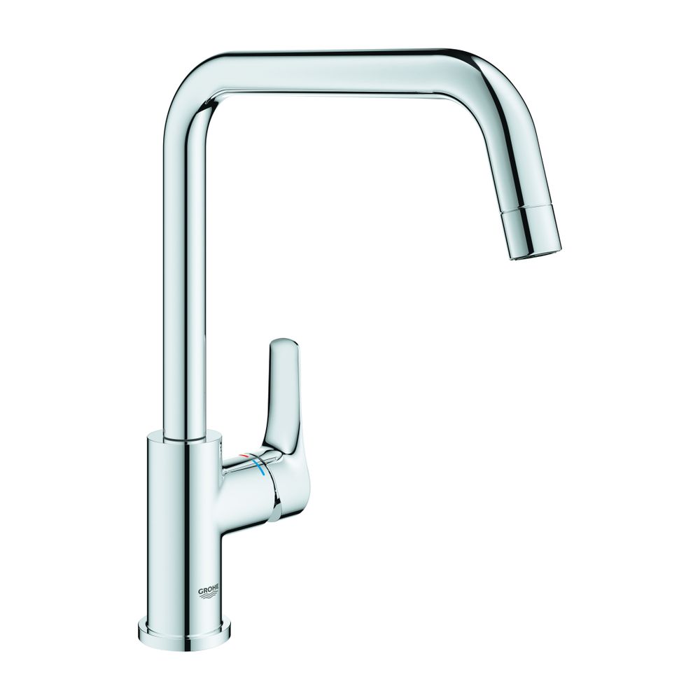 Robinetterie monocommande pour évier Eurosmart GROHE, bec haut pivotant en fonte pour montage avant-fenêtre, chromé, 30618000