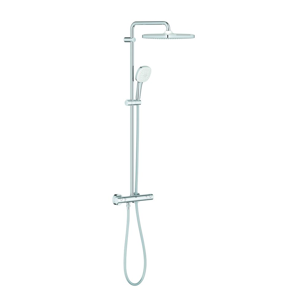 Grohe Tempesta Duschsystem 250 Cube - Pompe de douche thermostatique avec pommeau fixe et flexible, chromé, 26689001
