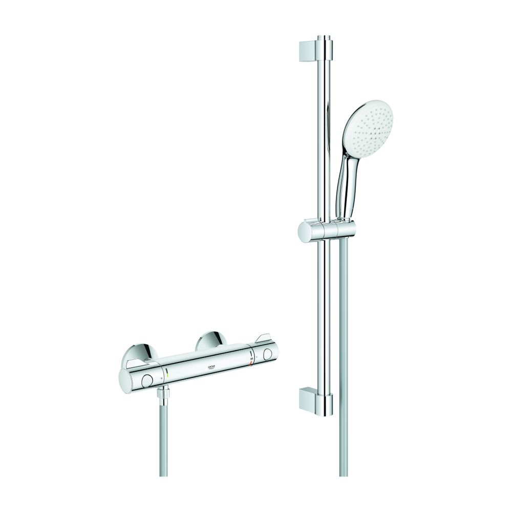 Grohe Grohtherm 800 mitigeur thermostatique de douche, avec jeu de barres Tempesta 600 mm, 2 modes pluie/jet, chromé, 34565002