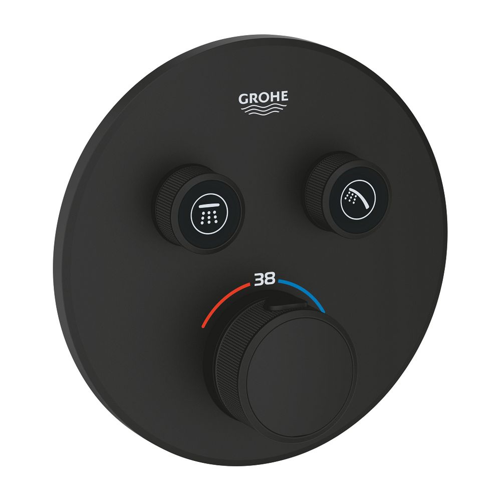 Grohe Thermostat Grohtherm SmartControl, 2 vannes d'arrêt, kit de montage prêt à poser pour Rapido SmartBox, Phantom Black, 29507KF0