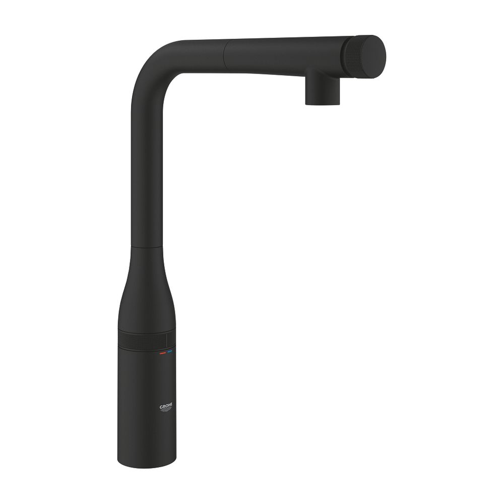 Robinet de puisard Grohe Essence SmartControl, montage 1 trou, bec extractible avec jet laminaire, Phantom Black, 31928KF0