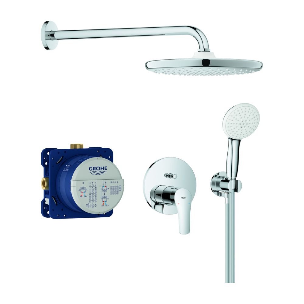 Système de douche encastré Grohe Eurosmart avec Rapido SmartBox, set pommeau Tempesta 250, 9,5 l/min, bras de douche 380 mm, chromé