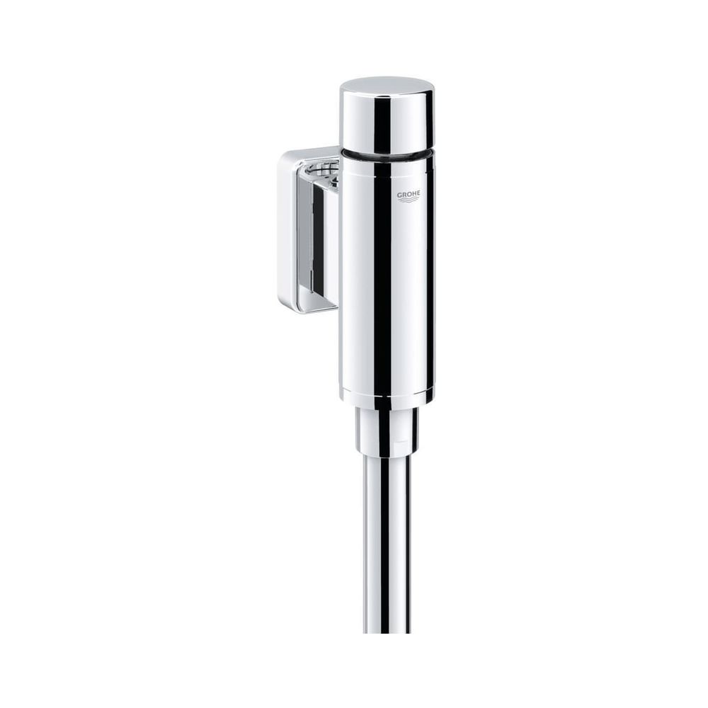 Grohe Rondo Robinet de chasse pour urinoir, DN 15, vanne d'arrêt intégrée, anti-vandalisme par bouton de commande métallique, chromé
