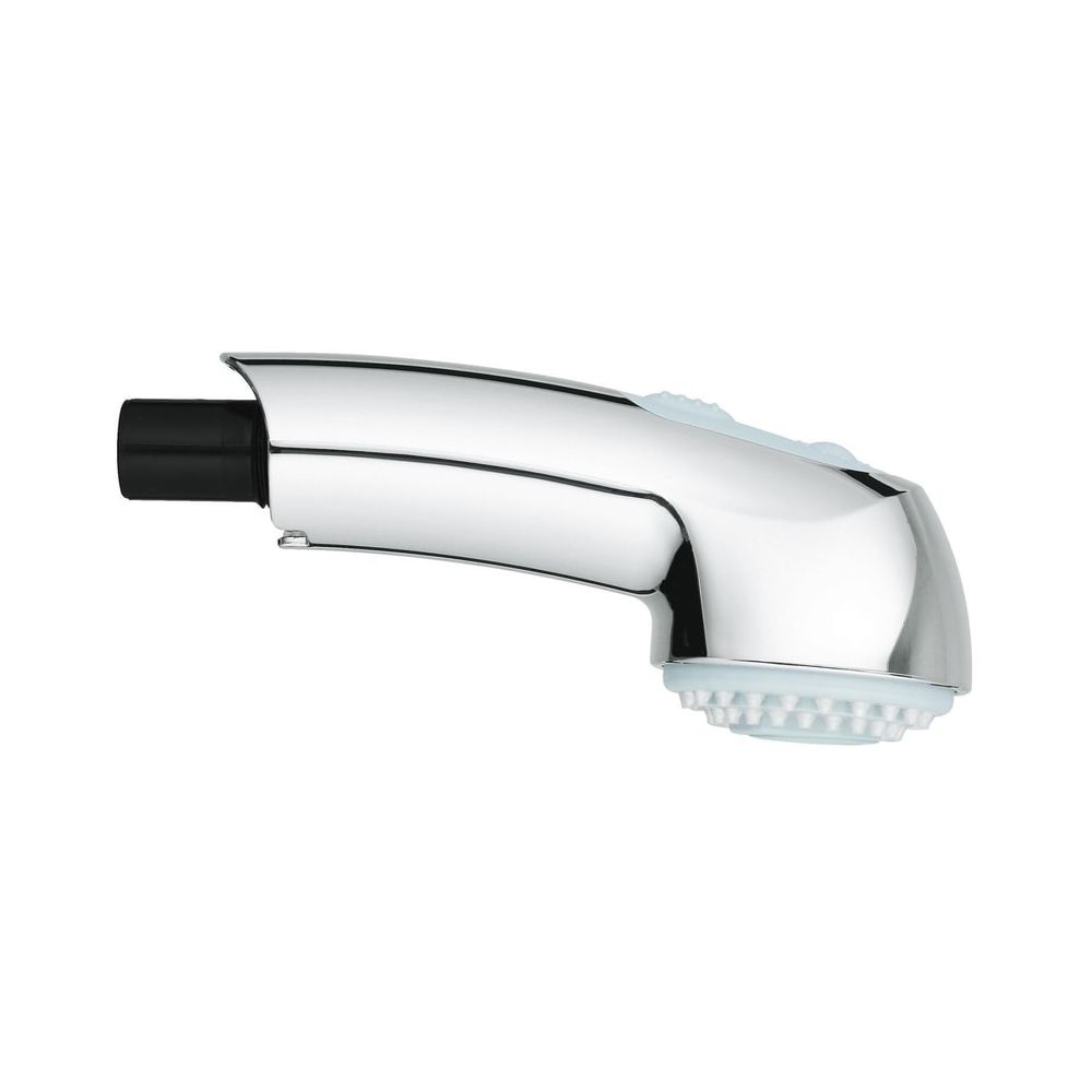 Pommeau de douchette Grohe, extractible, 2 modes de jet, filetage extérieur, limitation de débit réglable, finition chromée/grise