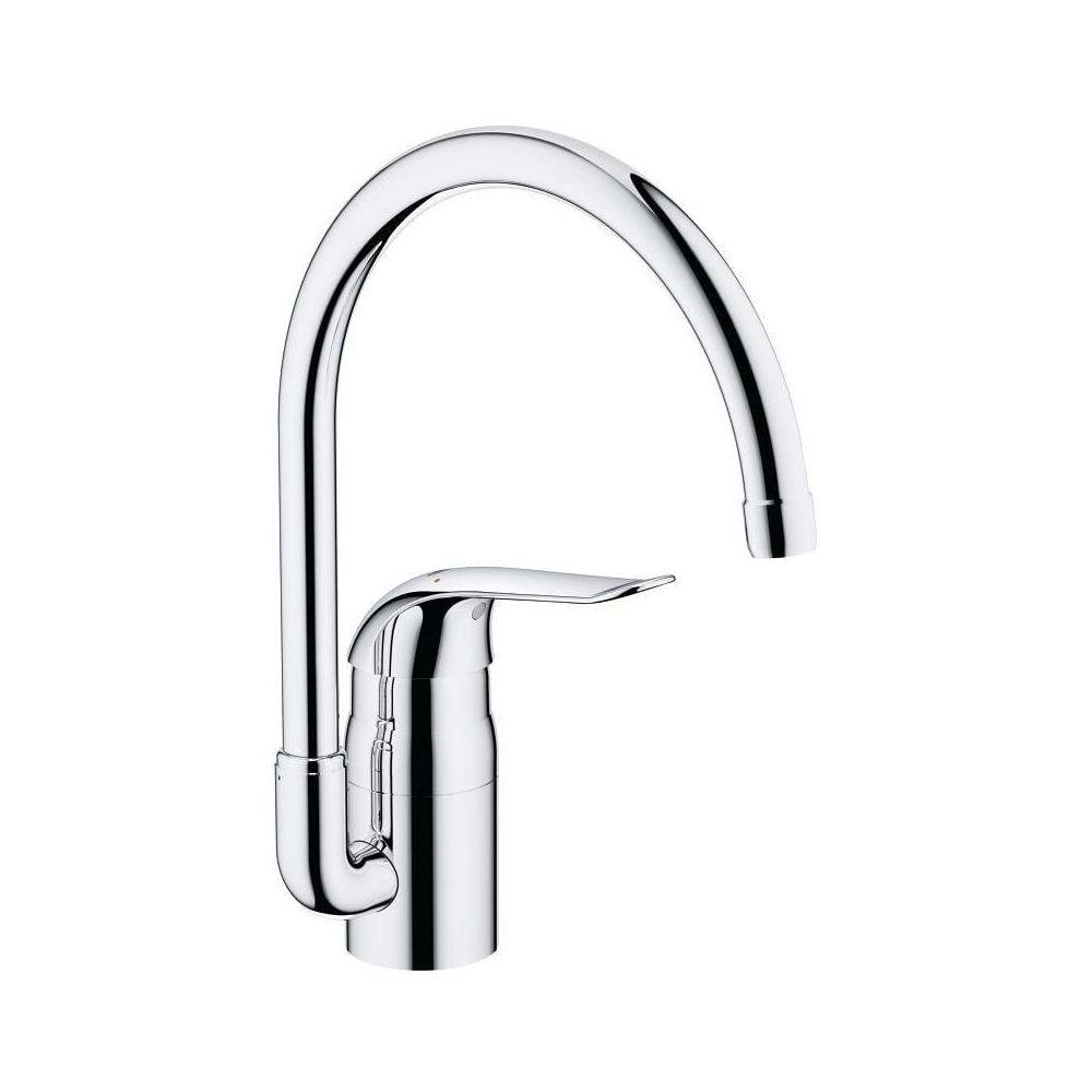 Mitigeur monocommande Grohe Eurosmart Care pour évier, montage 1 trou, bec tubulaire plat orientable, cartouche 46 mm, 120 mm, finition chromée