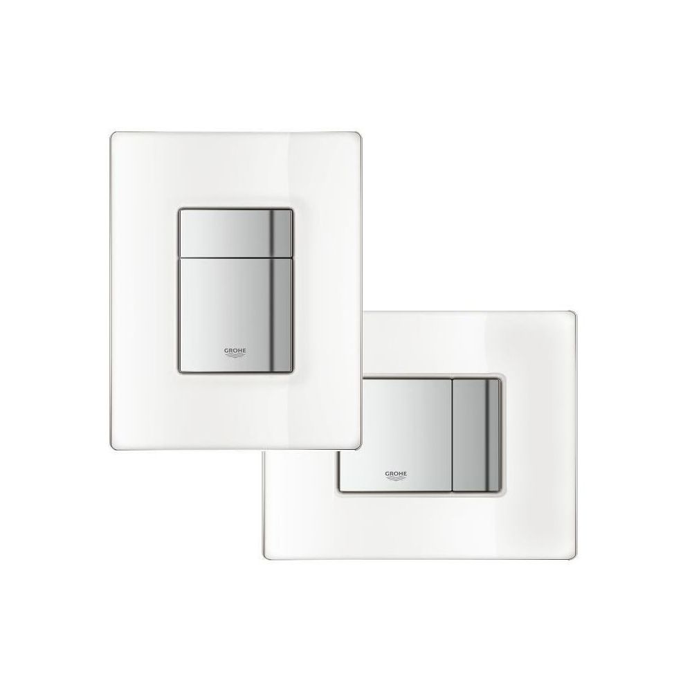 Plaque de commande Grohe Skate Cosmopolitan pour WC, 156x197 mm, surface en verre, montage vertical et horizontal, Moon White