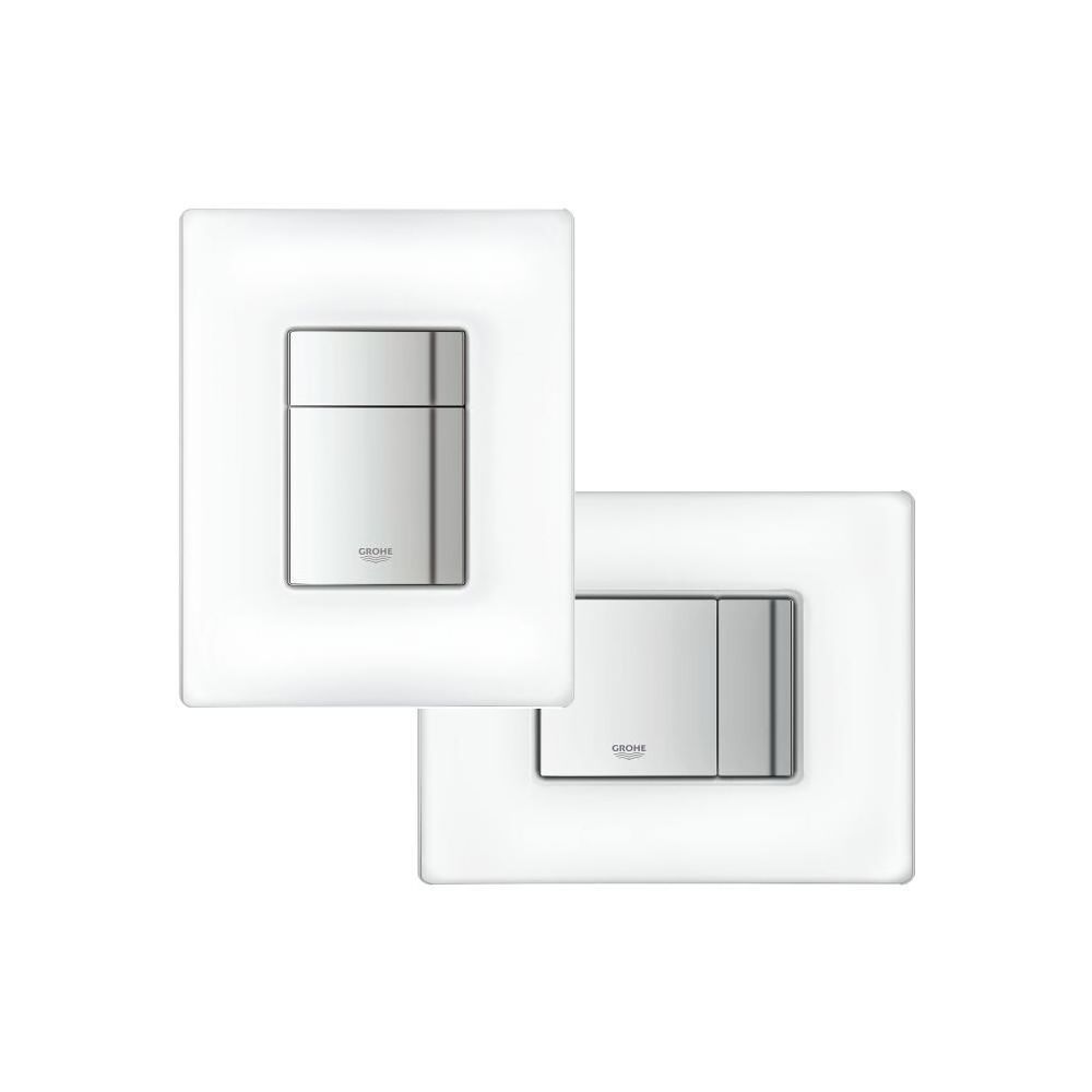 Plaque de commande WC Skate Cosmopolitan, double chasse, verre, 156x197 mm, 38845MF0, chromé/DaVinci blanc, 38845MF0