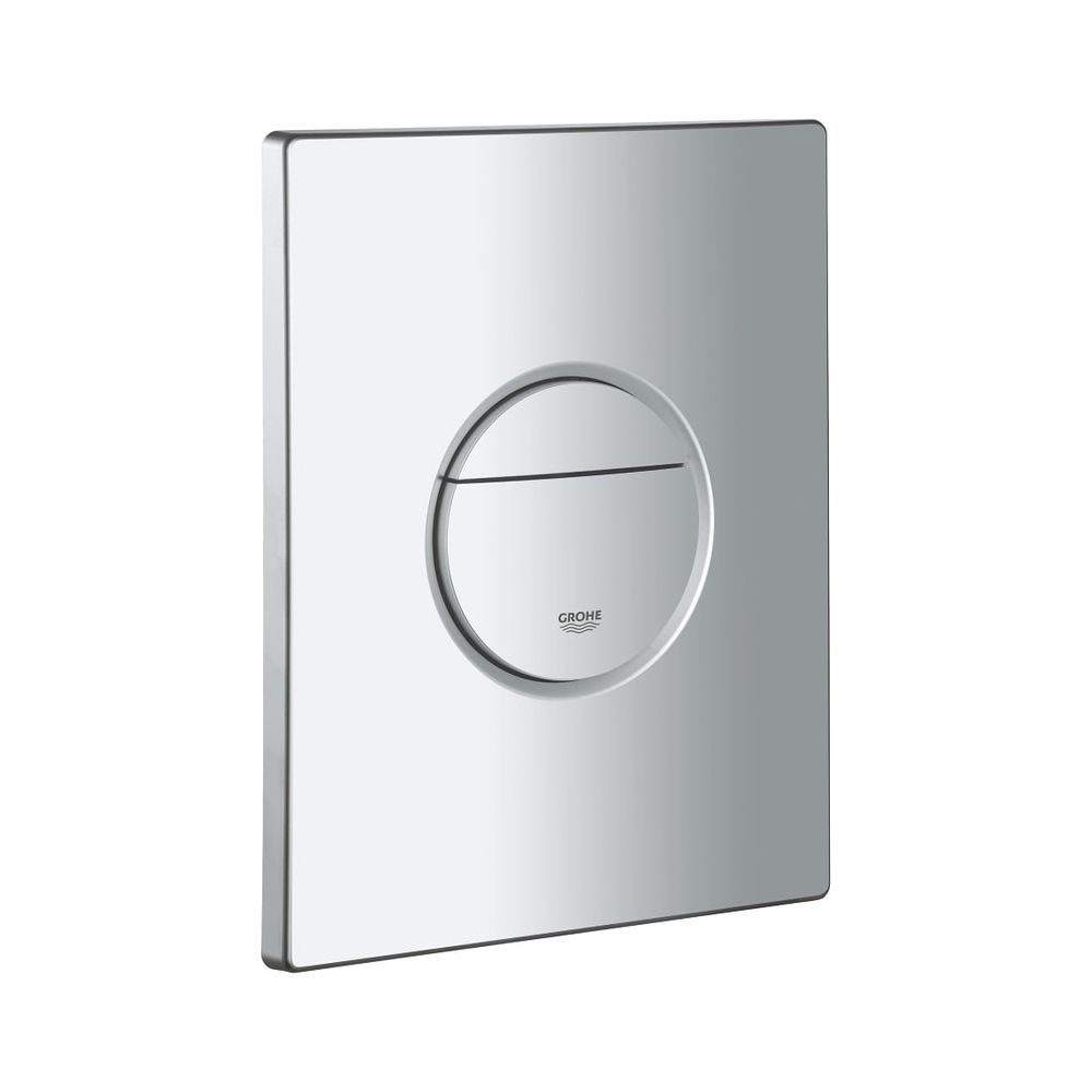 Plaque de finition Grohe avec bouton-poussoir, finition brossé chromé, 42375P00