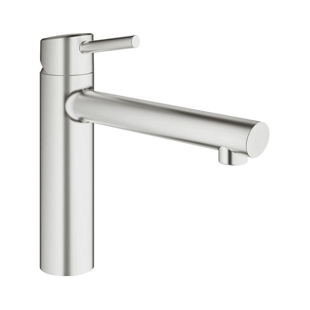 Robinet de cuisine Grohe Concetto à bec fixe, montage à trou unique, bec moyen, pivotant, Supersteel