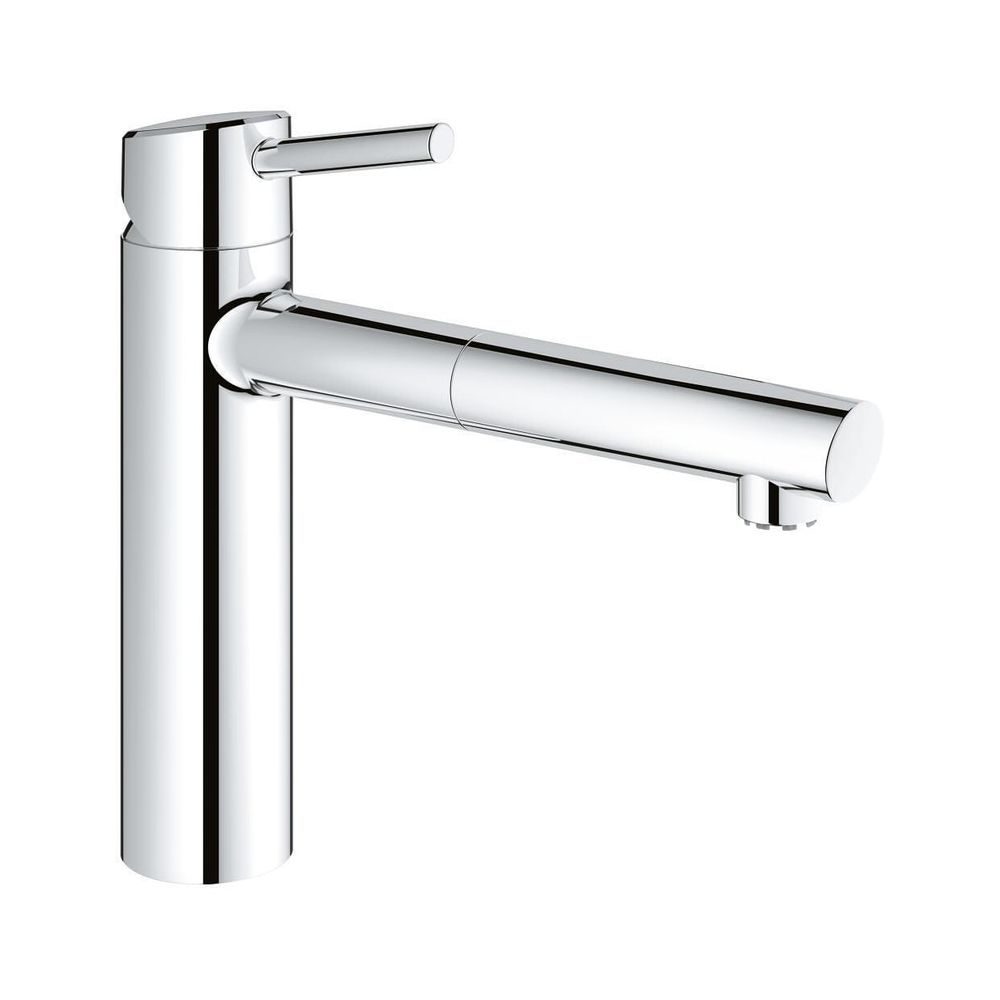Robinetterie de lavabo Grohe Concetto à bec unique, montage à 1 trou, basse pression, aérateur extractible, chromé, 31214001