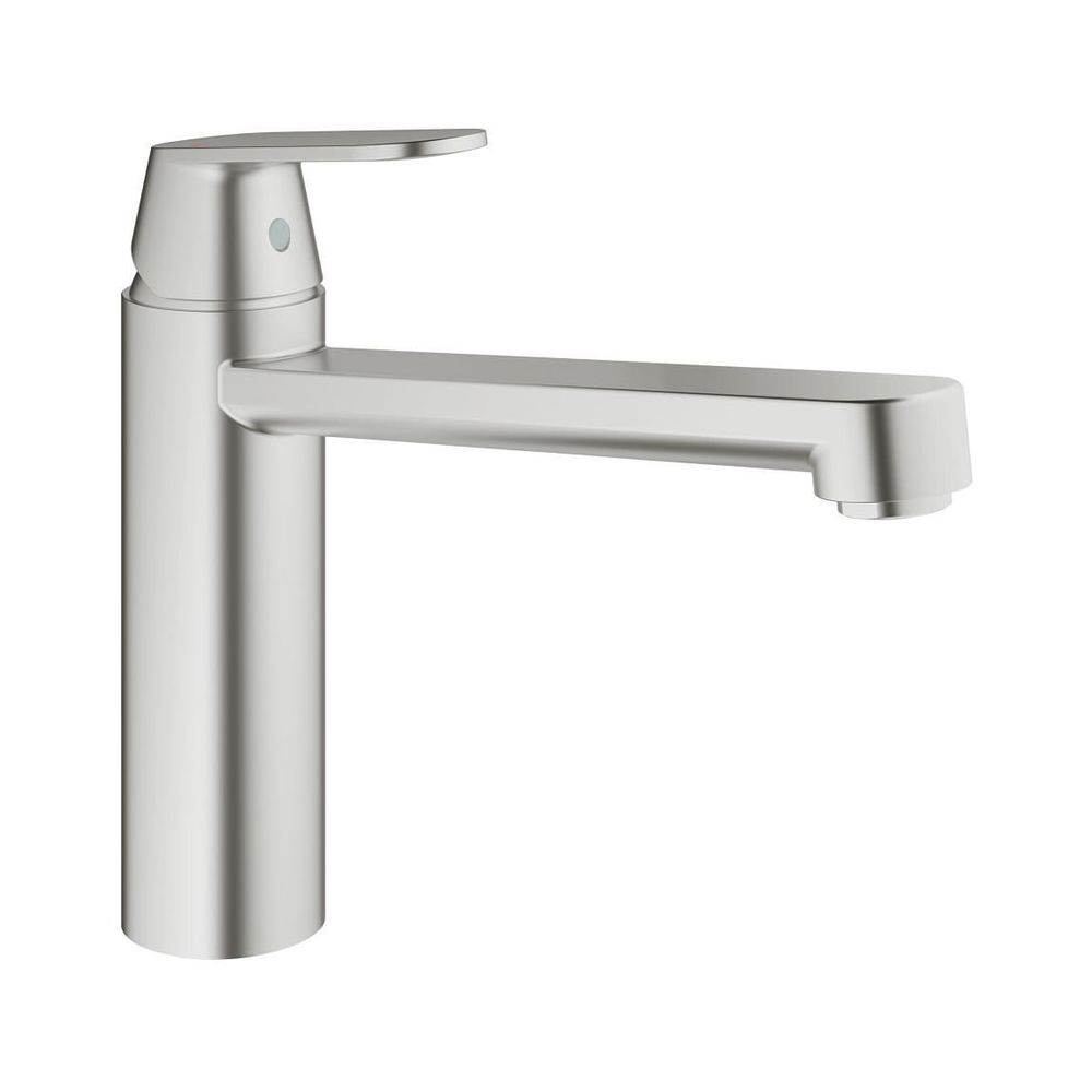 Robinetterie de bac à vaisselle Grohe Eurosmart Cosmopolitan à levier unique, montage monotrou, bec moyen hauteur, Supersteel, 30193DC0