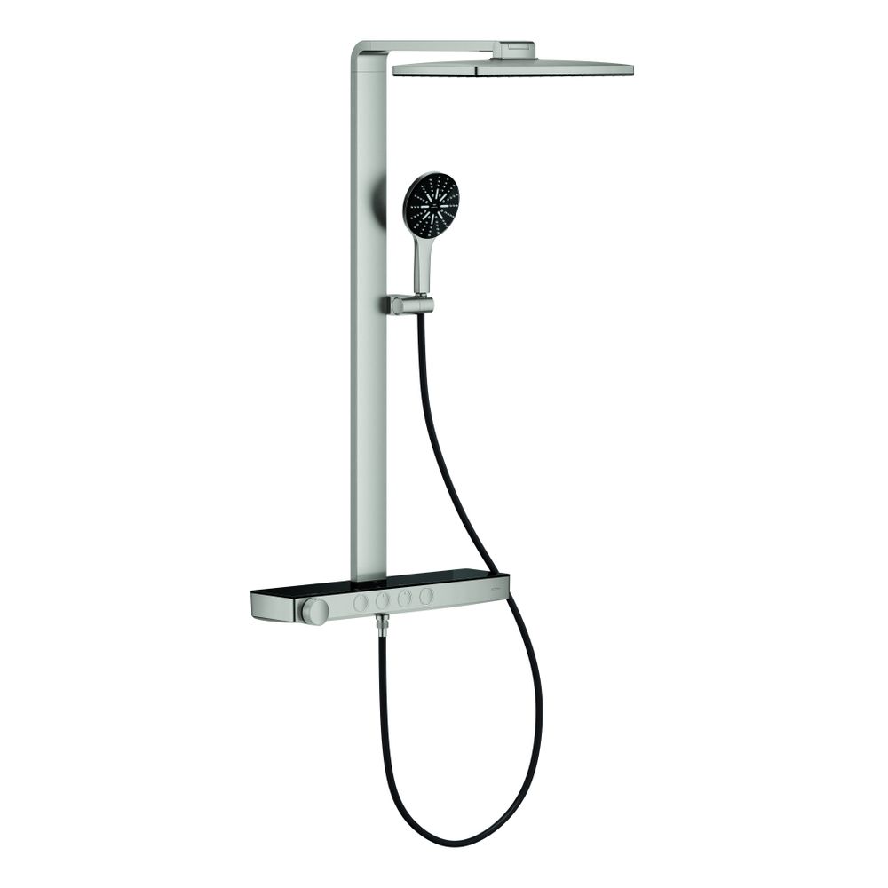 Système de douche GROHE Rainshower Aqua Pure 100962 mural avec mitigeur SmartControl et pommeau 400x230 mm, Supersteel
