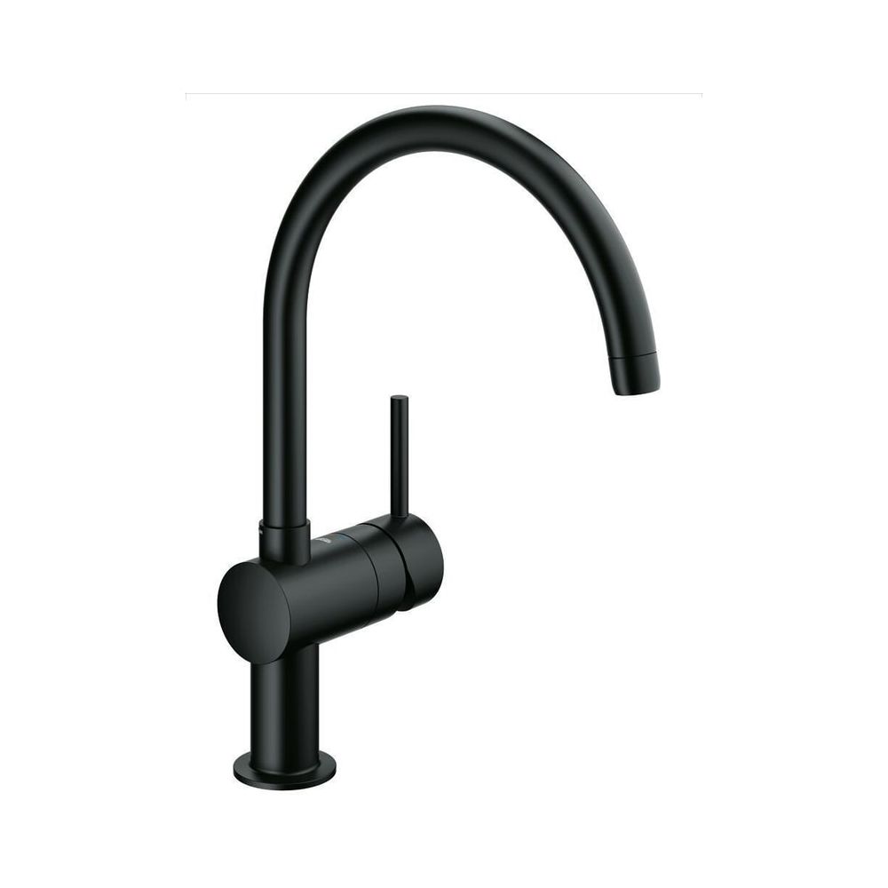 Grohe Mitna Robinetterie monocommande pour évier, Montage 1 trou, Bec orientable C, Douchette extractible, 11,5 l/min, Noir velours