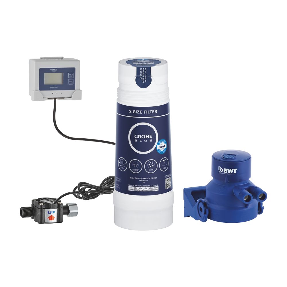 Filtre Grohe Red, avec tête de filtration, pour régions avec eau dure (> 12°KH), à monter en amont du chauffe-eau Grohe Red