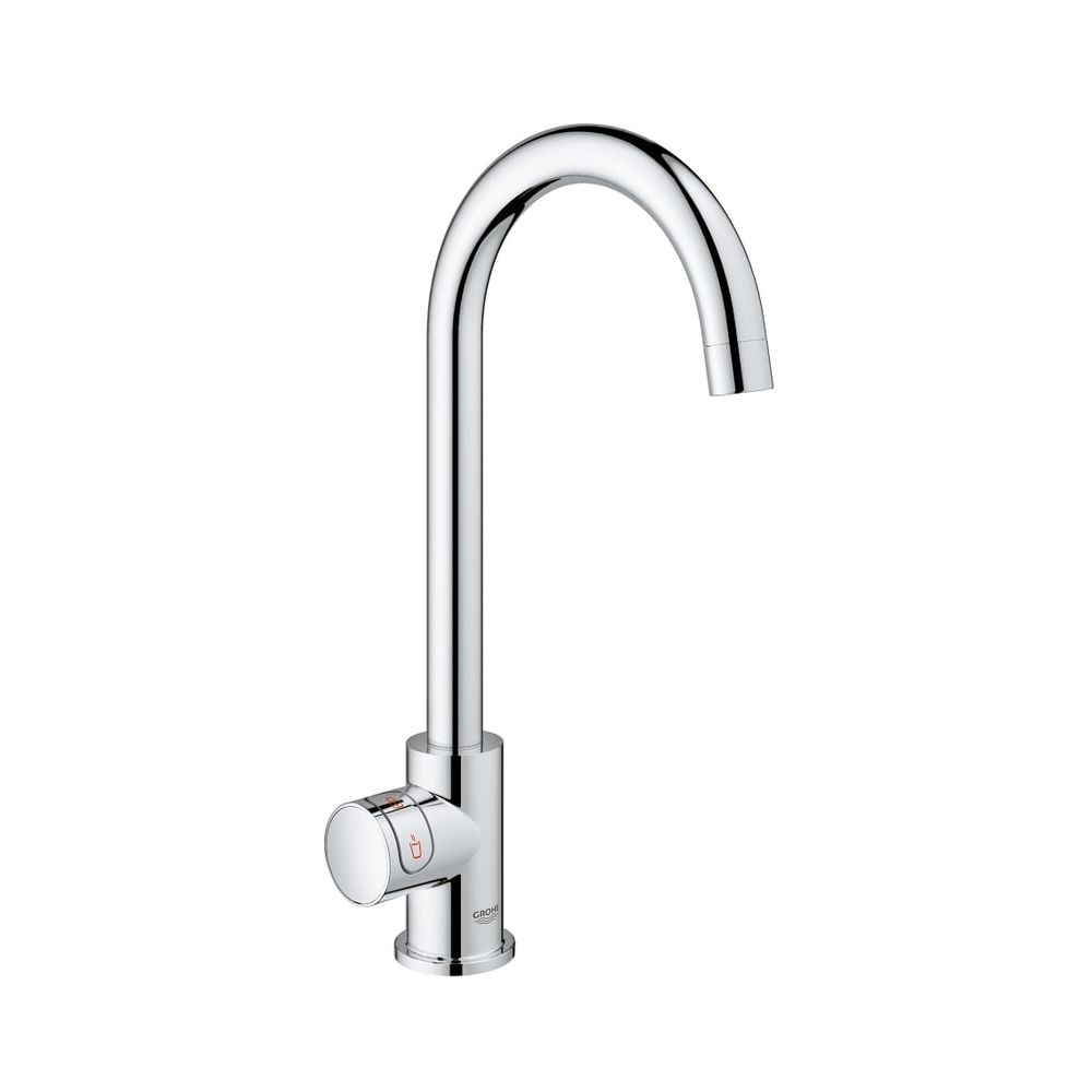 Grohe Red Mono robinet mitigeur mural et chauffe-eau instantané, taille M, bec en C, montage à un trou, 3 L d'eau bouillante, chromé, 30085001