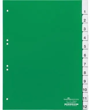 Durable Register 621005 DIN A4 1-12 12 pièces Film dur vert