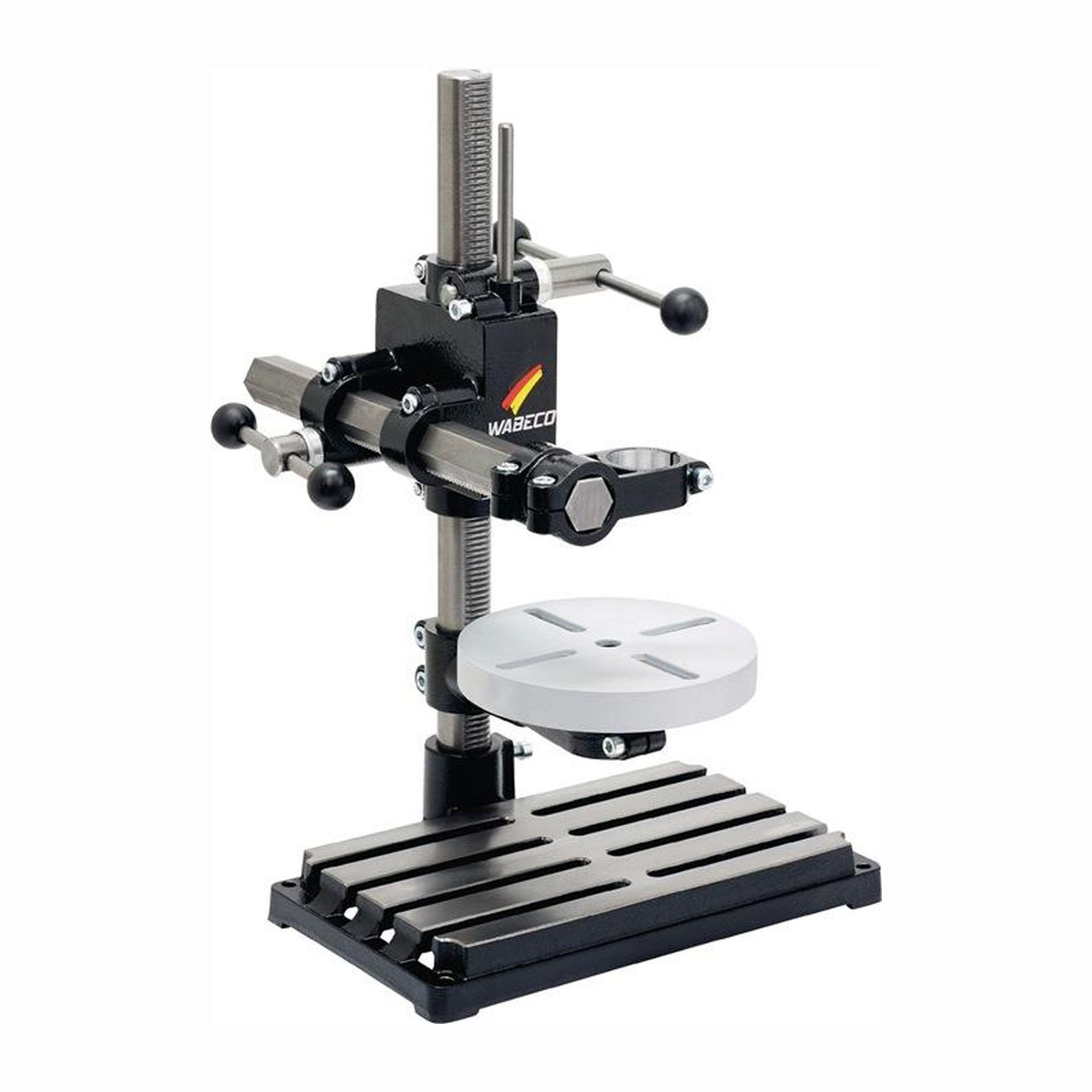 Perceuse-fraiseuse Wabeco avec table circulaire pivotante - Hauteur totale 500 mm, course horizontale 175 mm, course verticale 250 mm