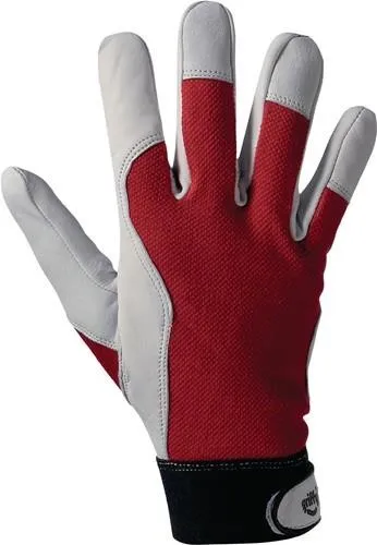 L+D 1 paire de gants Griffy rouge / naturel Gr. 8 - 1706-8
