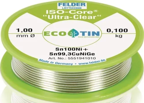Fil à souder Felder ISO-Core® UltraClear 1 mm 100 g Sn100Ni+