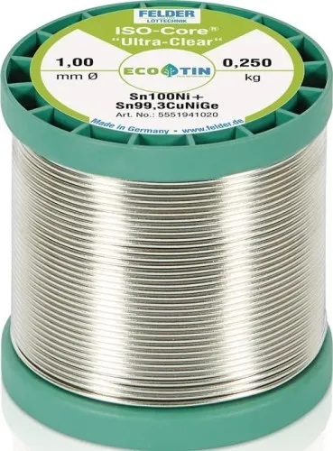 Felder Fil à souder ISO-Core® UltraClear 1 mm 250 g Sn100Ni+